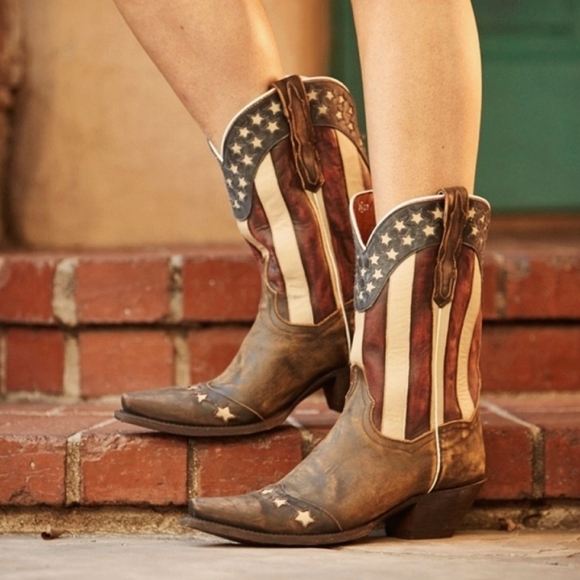 DAN POST DP3586 Liberty American Flag leather cowgirl western boots snip toe 9.5 - Picture 2 of 16
